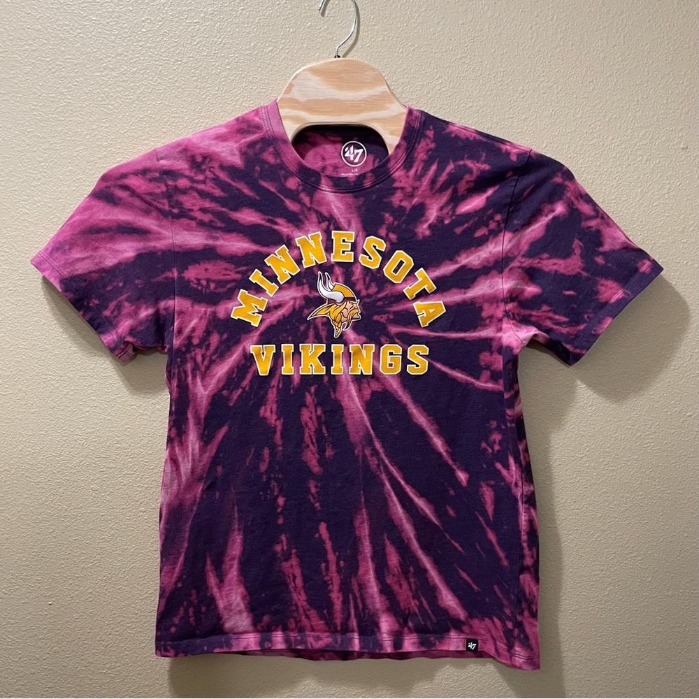 Men’s Large NFL Minnesota Vikings Upcycled Bleached Tie Dye Shirt